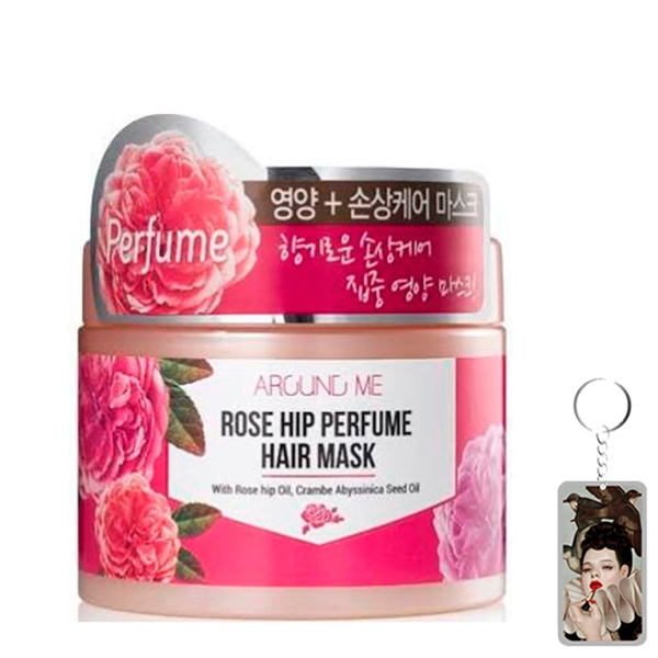 Hấp ủ tóc tinh chất hoa hồng Around Me Rose Perfume Hair Mask Hàn Quốc 300g + Móc khóa