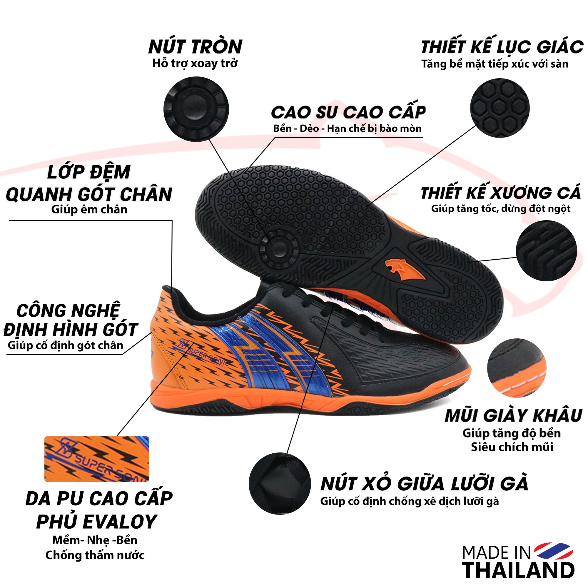 Giày đá banh sân Futsal - Super Sonic S 2021 IC (Tặng túi đựng giày