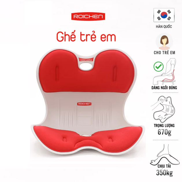 [ TikiNow giao hàng ] Ghế chỉnh dáng ngồi đúng  Trẻ Em, Màu đỏ - Roichen Hàn Quốc (Made in Korea). Hàng chính hãng