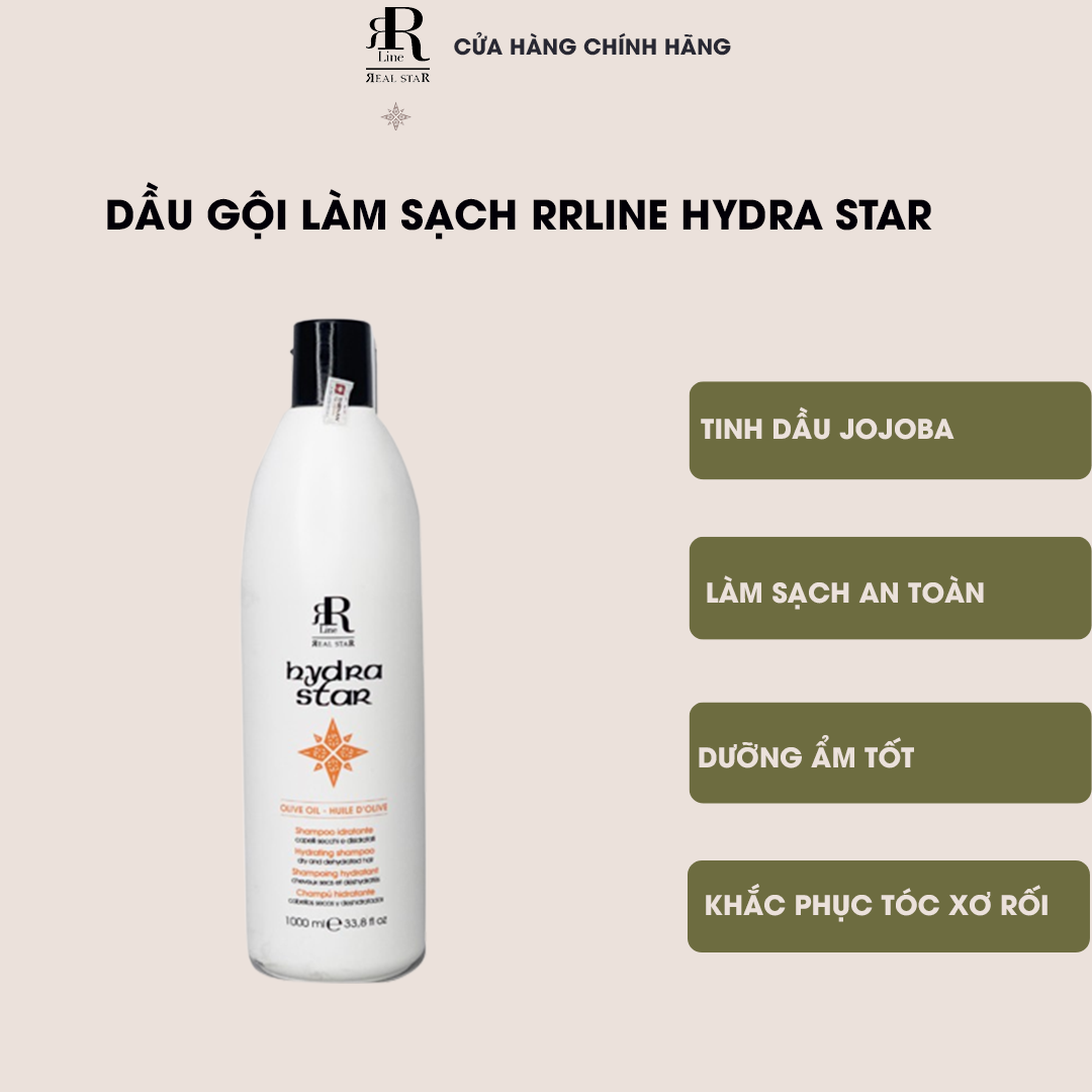 Dầu gội Ý chăm sóc tóc khô và hư tổn RRline Hydra Star Shampoo 1000ml
