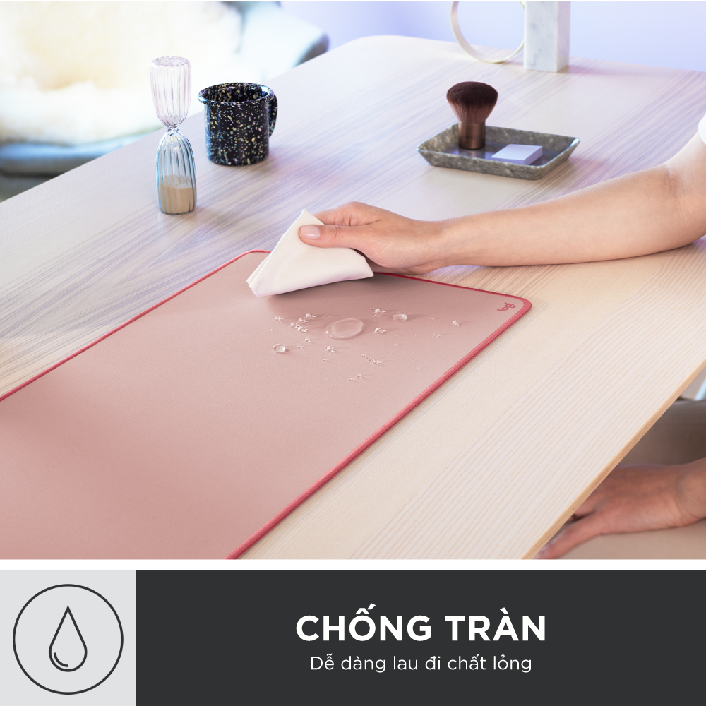 Bàn di chuột cỡ lớn Logitech Desk Mat - Đế cao su chống trượt, lướt dễ dàng, bề mặt chống đổ tràn, bền bỉ, nhỏ gọn - Màu