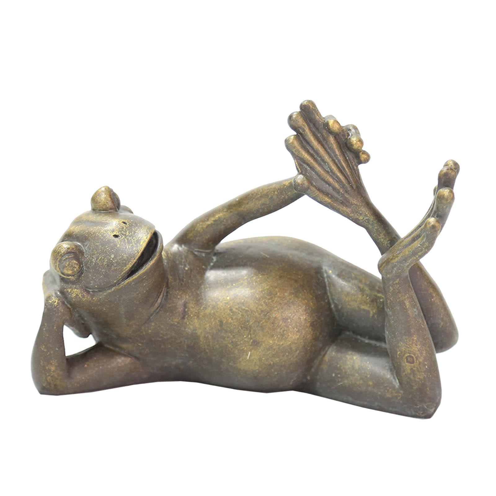 Antique Bronze Lying Yoga Frog Statue Zen for Garden Courtyard Decoration