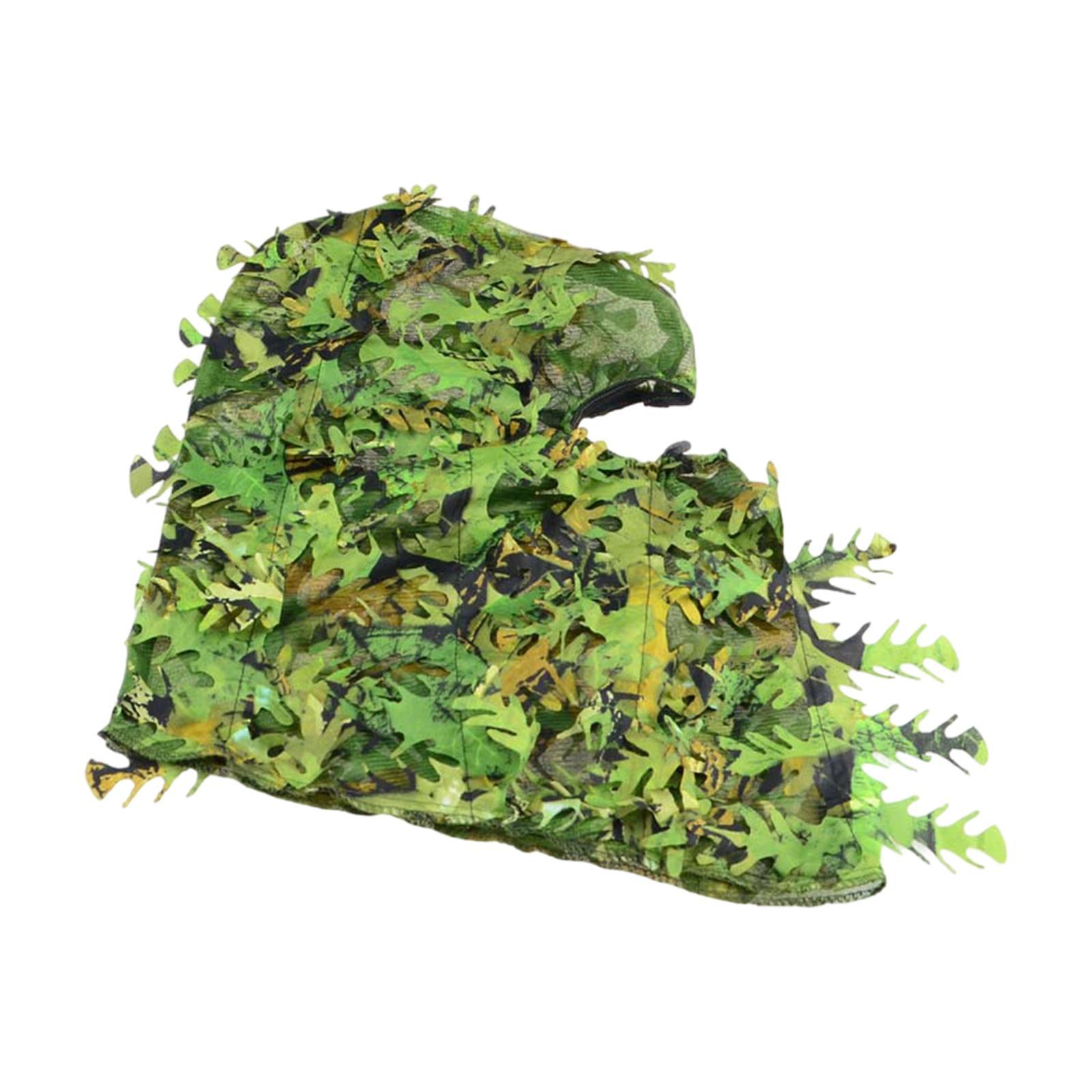 Leaf Camouflage Face Mask, Ghillie Hood, Eye Hole, Lightweight Camo Face Cover, Breathable Headwear for Hunting Shooting Men Women Hunting Gear