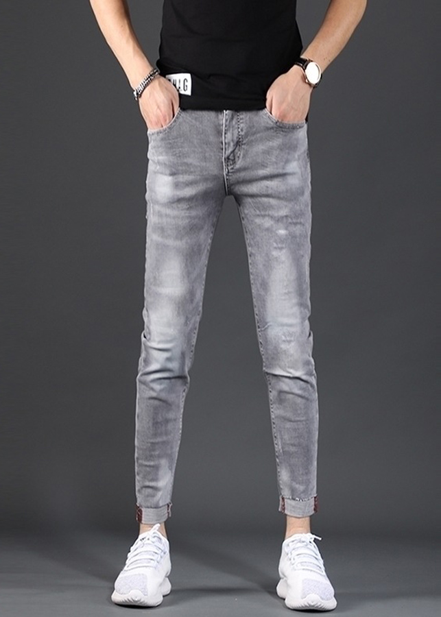 Quần Jeans Nam Dáng Ôm Xám Trơn JEANXAM03