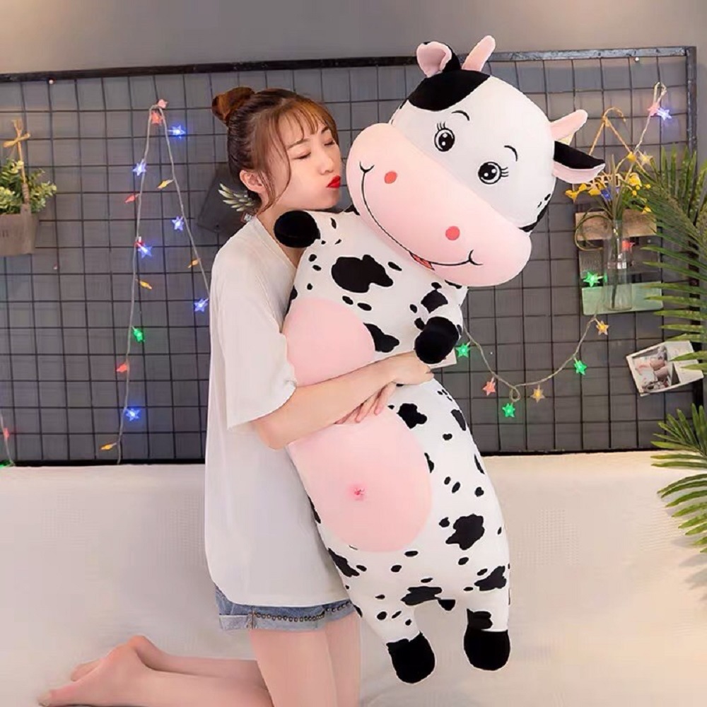 Gối ôm gấu bông bò sữa cao cấp vải nhung co giãn 4 chiều