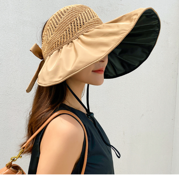 Mũ rộng vành chống nắng chống tia uv thắt nơ thời trang mới, nón chống nắng nữ tạo kiểu