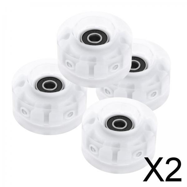 2x4Pack Quad Roller Skate Wheels with Bearings for Double Row Skateboard Pink