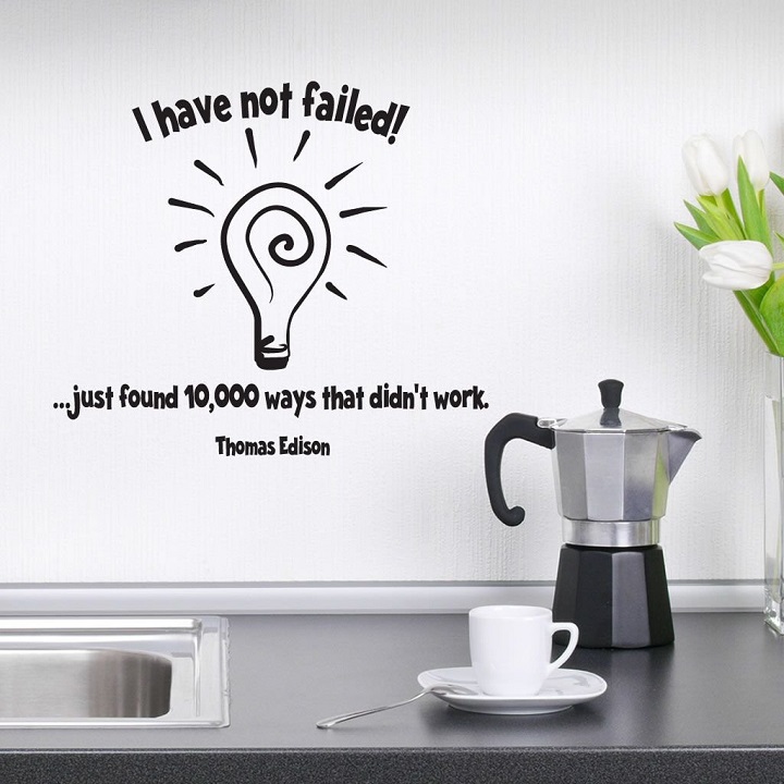 Decal dán tường chữ truyền động lực dẫn đến thành công của Thomas Edison