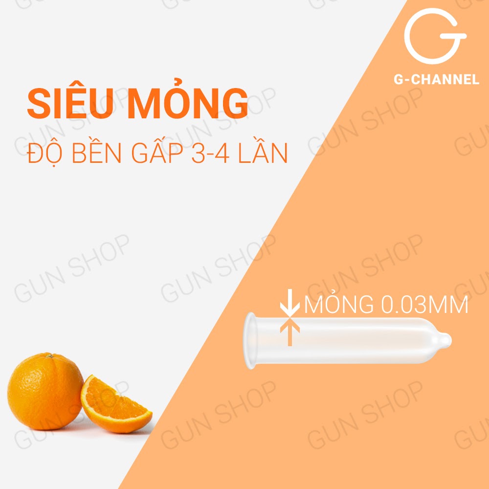 [Hộp 4 cái] Bao cao su Nakanishi - Siêu mỏng 0.03mm - Hương cam kèm 1 chiếc BCS Gun Super Thin