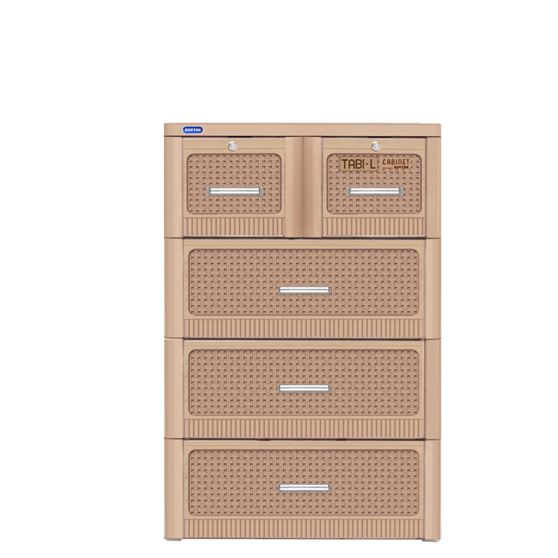 Tủ Nhựa Tabi - L Cao Cấp Size Lớn Mặt Ốp Mica Chính Hãng Nhựa Duy Tân - Nâu Đan - 4 Tầng
