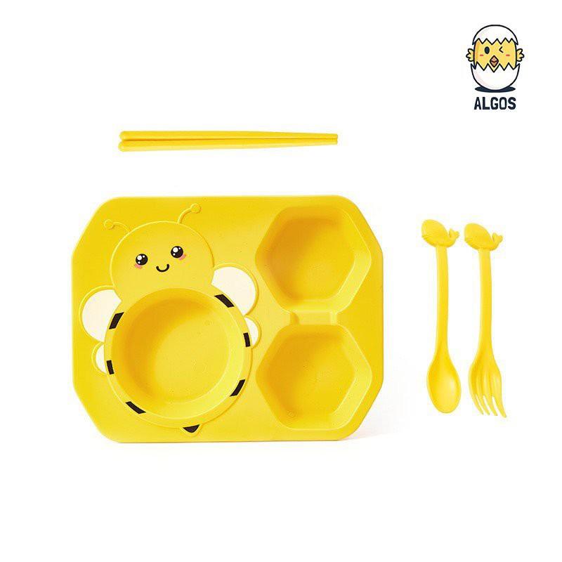 Khay và cốc ong vàng đựng đồ ăn, kích thích khả năng ăn uống của trẻ