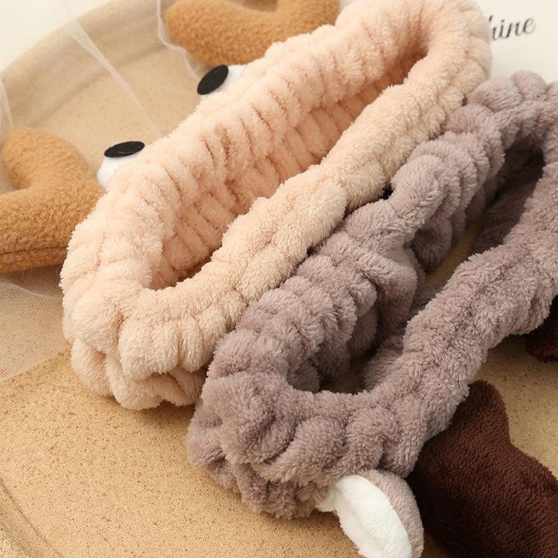 Băng đô rửa mặt bờm cài tóc sừng nai mắt vải nhung mềm mịn đơn giản dễ thương cho nữ BD007 Sumio