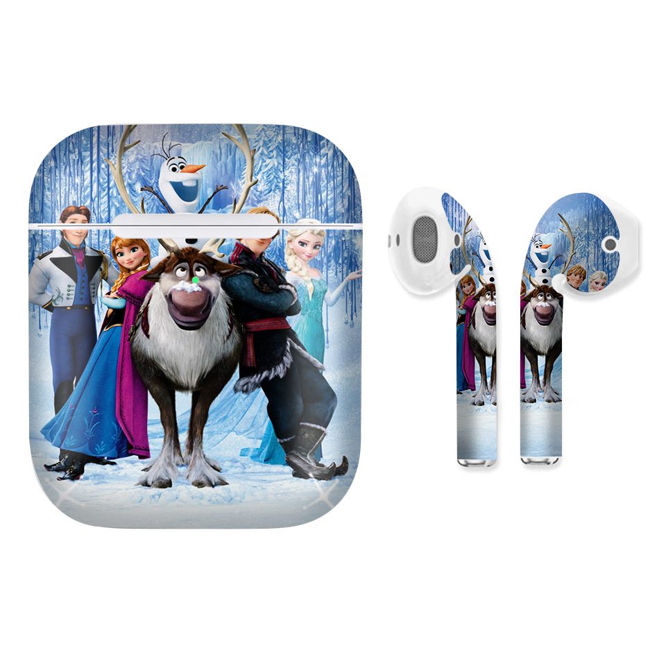 Miếng dán skin chống bẩn cho tai nghe AirPods in hình Frozen - fil0x002 (bản không dây 1 và 2)