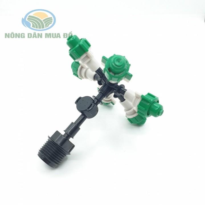 Bộ 5 Béc phun sương 6 hướng tưới cây, có van áp, chân ren 21mm