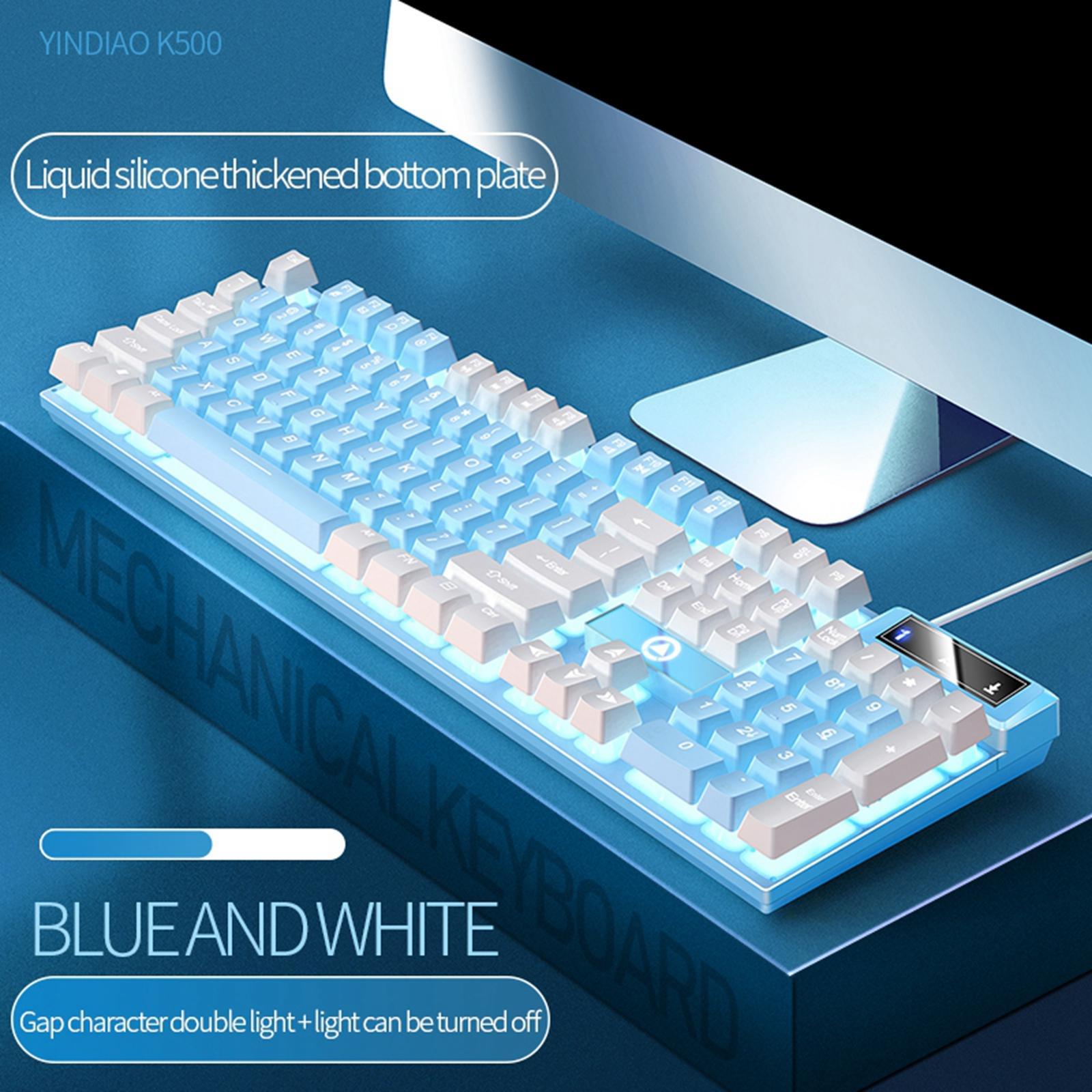Mechanical Gaming Keyboard USB Multimedia Controls LED Lighting Effects for Computer Desktop