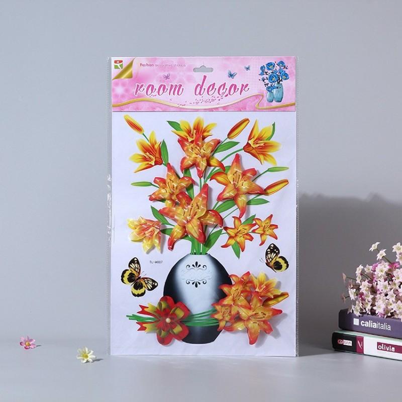 Decal Bình Hoa Ly 3D cánh nổi (Video thực tế)