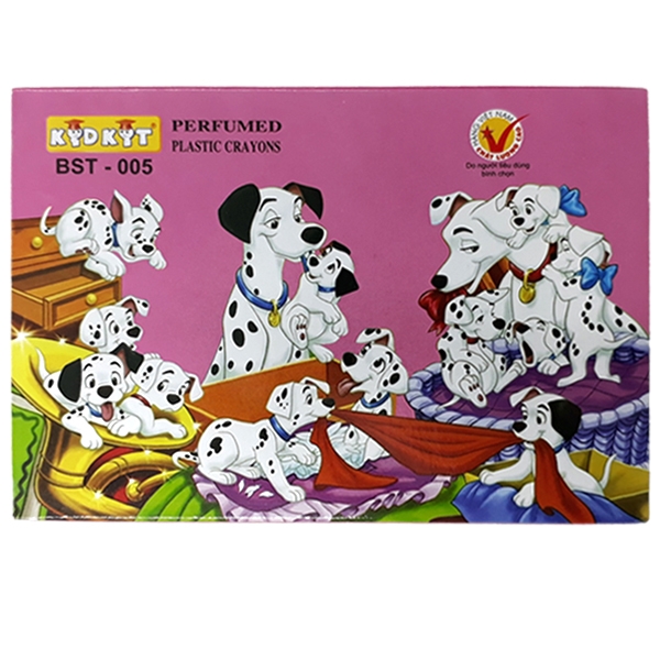 Bộ 2 Viết Sáp Màu Chó Đốm BS-005 - Mẫu Bao Bìa Màu Hồng