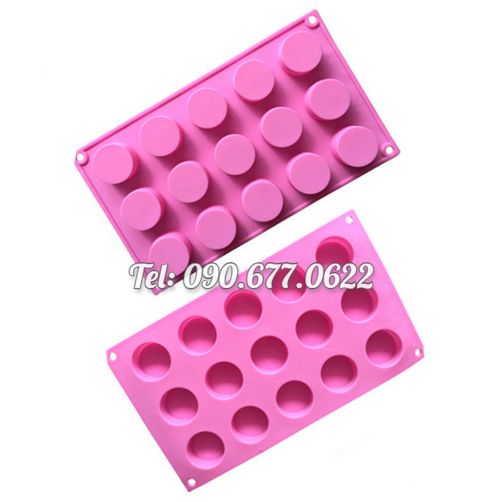 Khuôn silicone làm rau câu, bánh pudding, mousse 15 hình trụ tròn - Mã số 1016