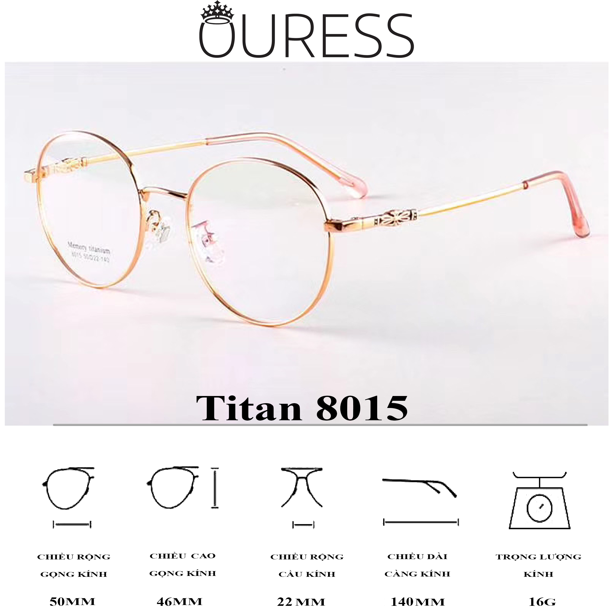 GỌNG KÍNH TITAN MMR CHẤT LIỆU CAO CẤP SIÊU NHẸ SIÊU BỀN – 8015