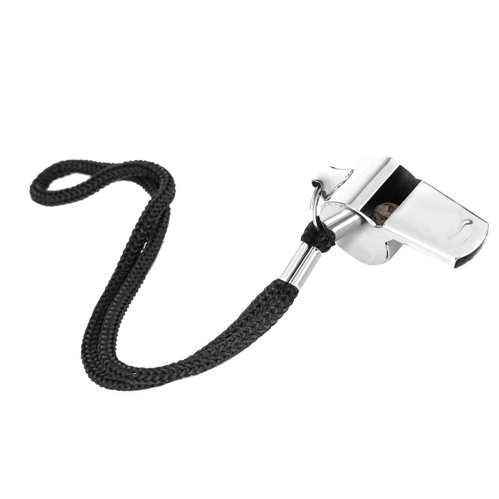 6 x Stainless Steel Sports Training Referee Whistle with Lanyard