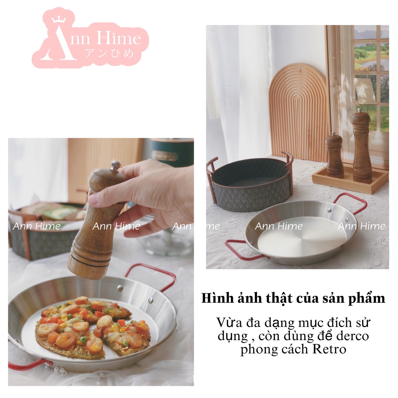 Cối Xay Tiêu Muối Cầm Tay Retro Gỗ Sồi & Gỗ Óc Chó Nhập Khẩu Nhật Bản