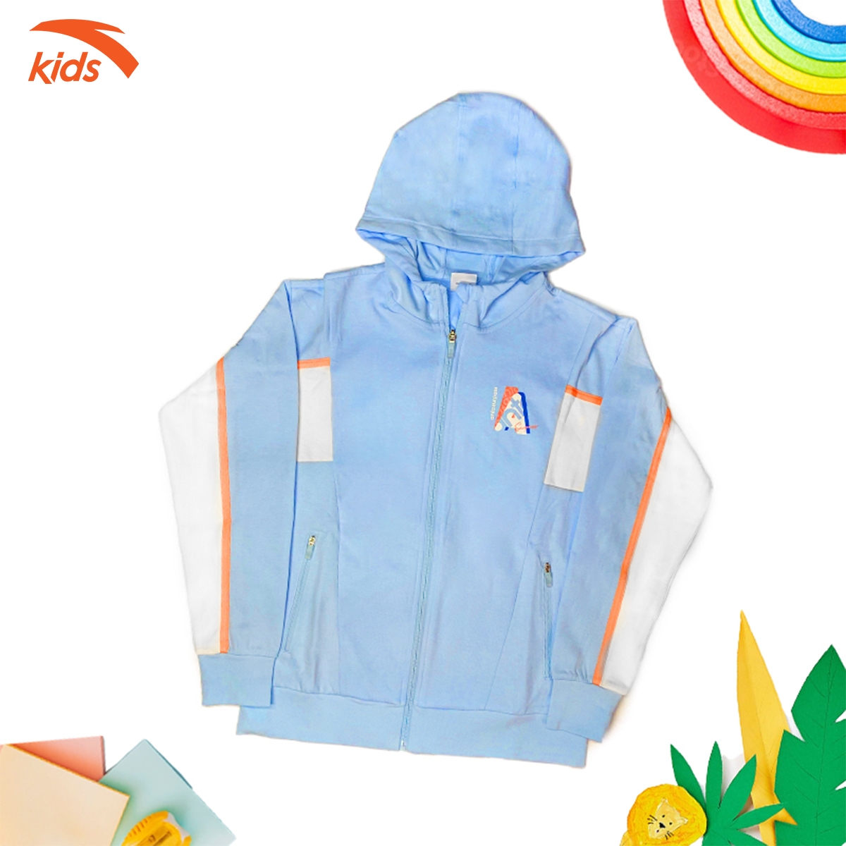 Áo khoác nỉ bé gái Anta Kids kiểu dáng hoodie, chất liệu cao cấp 362135735-1