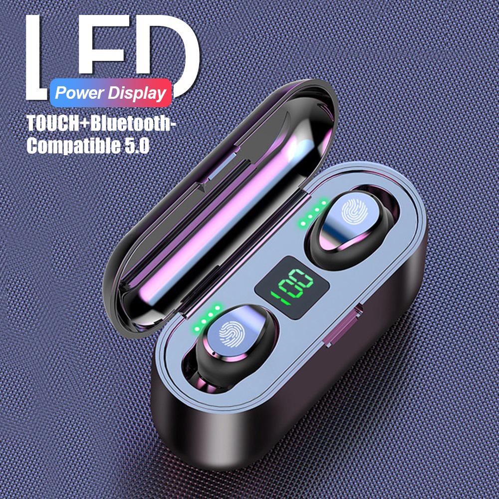 Tai Nghe Nhét Tai Không Dây F9 TWS Tai Nghe 9D Stereo Tai Nghe Nhạc Bluetooth-Tương Thích 5.0 Cảm Ứng Tai Nghe Nhét Tai Với 1200MAh Sạc Hộp