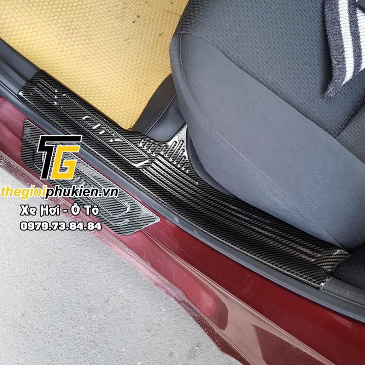 Bộ Ốp bậc cửa, Nẹp bước chân Honda City 2015-2021 vân Carbon