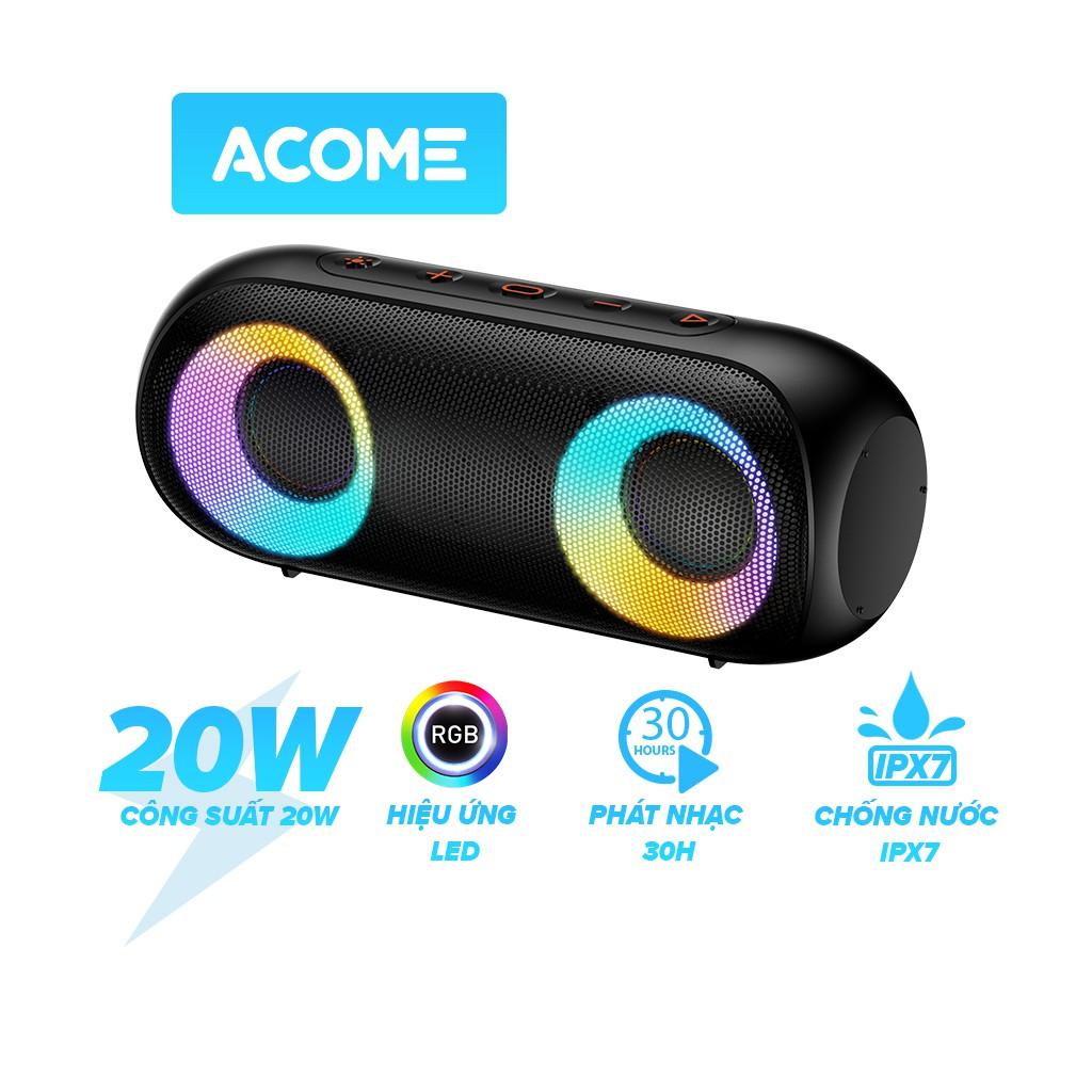 Loa Bluetooth ACOME Công Suất 20W Hiệu Ứng LED RGB Chống Nước IPX7 30H Sử Dụng - Hàng Chính Hãng