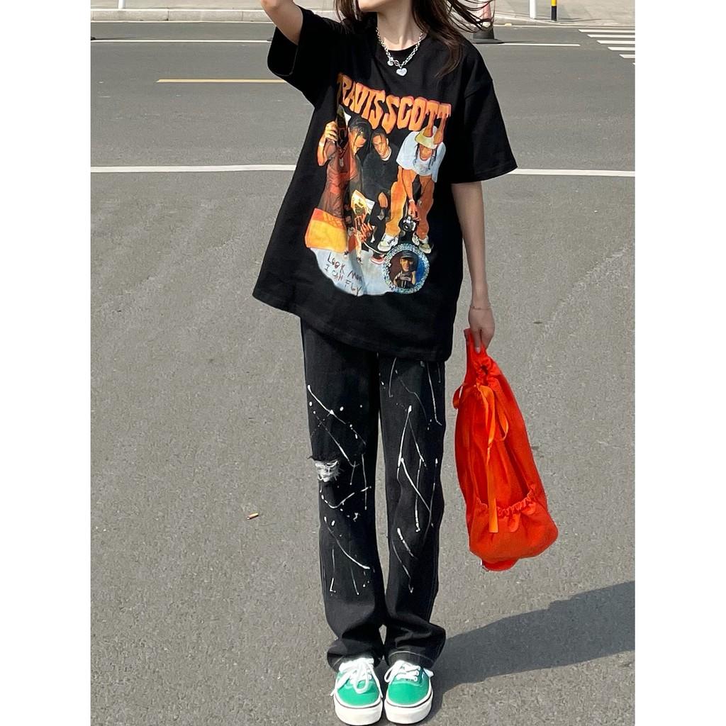 Áo Thun Nam Nữ Tay Lỡ Travis Scott Áo Phông Form Rộng COTTON 100%