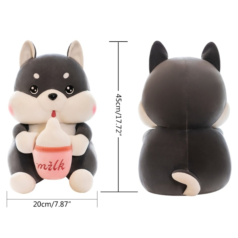Gấu bông chó Husky ôm bình sữa siêu dễ thương – Quà tặng thú nhồi bông chó má phệ bú bình – Size từ 50 cm đến 80 cm – Gối ôm chó Husky milk cho bé ngủ ngon