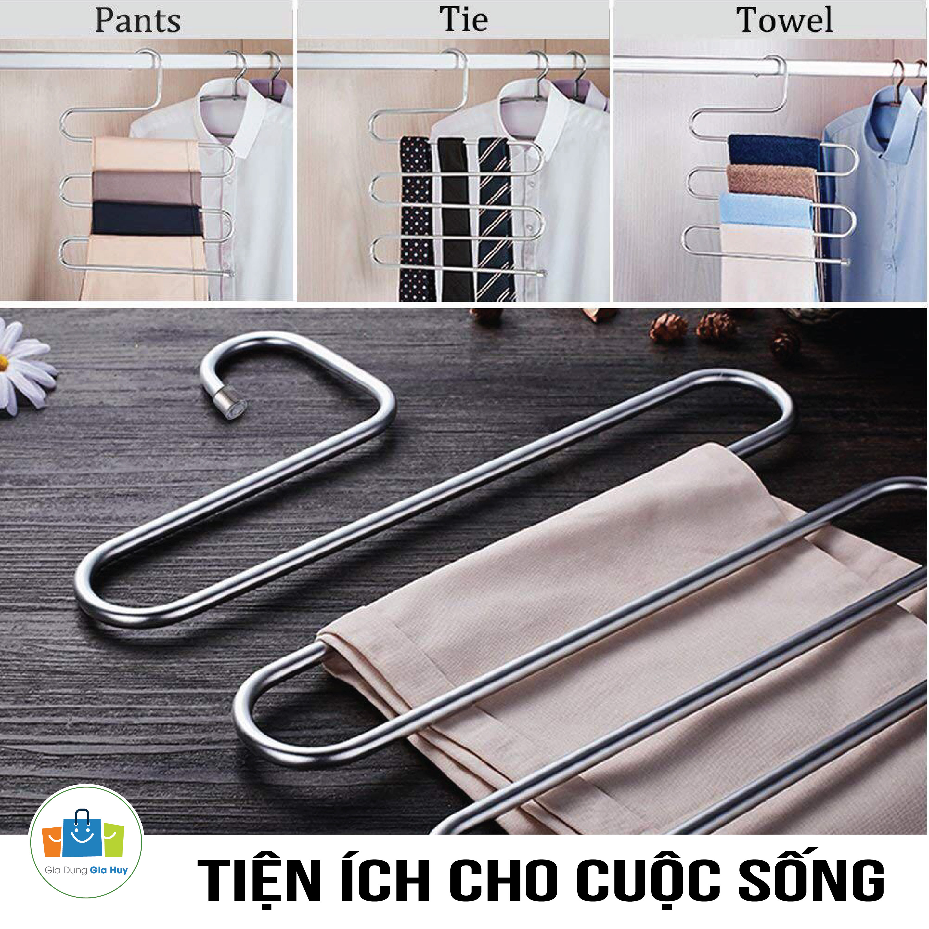 Móc  treo quần áo và khăn 5 tầng - Móc treo đồ đa năng