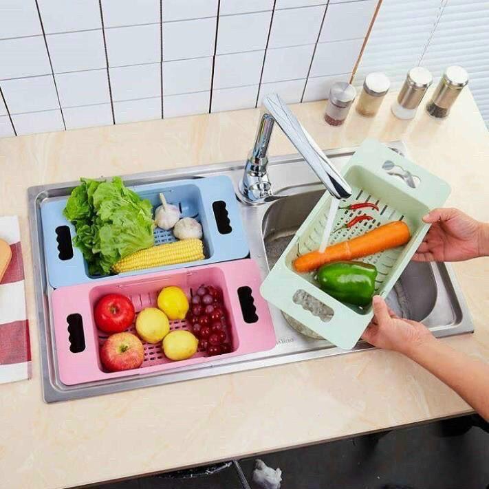 Kệ Rổ Nhựa Gác Bồn Rửa Chén Có Thể Điều Chỉnh Kích Thước Ngắn Dài Cực Tiện Lợi