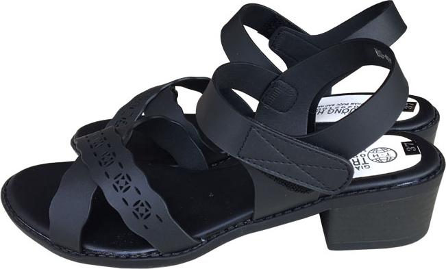 Giày sandal nữ Trường Hải gót vuông 4cm màu đen đế cao su mềm dẻo chống trơn thời trang cao cấp XDN235