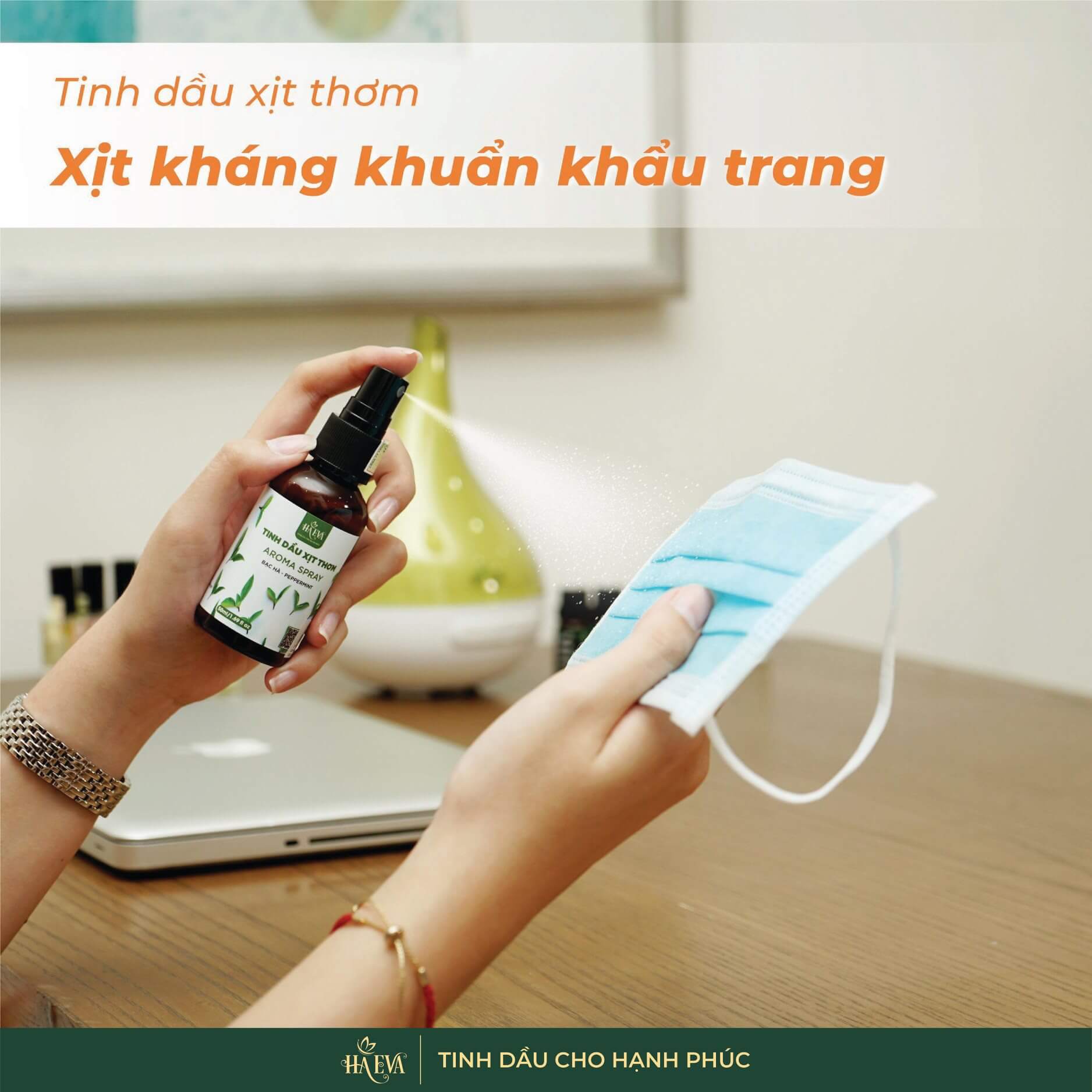 Tinh dầu xịt thơm Sen Haeva 50ml, 100% thiên nhiên, giúp khử mùi, làm thơm, giảm căng thẳng, thư giãn