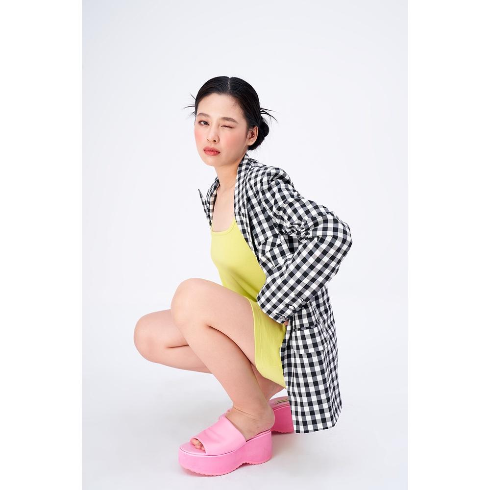 DOTTIE - Áo vest kẻ ô nữ đen T0457