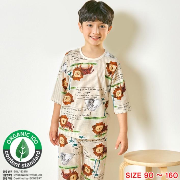 <11-33kg - Size 3-8 tuổi> Đồ bộ quần áo thun cotton lửng mùa hè cho bé trai Unifriend Hàn Quốc UNI0864