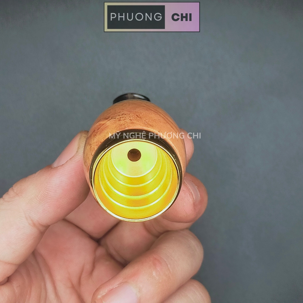 Tẩu Bắt Tóp Xì_Gà chất liệu gỗ HL đầu bằng đồng có 4 vòng ring 42-60 - quà tặng ý nghĩa cho nam giới