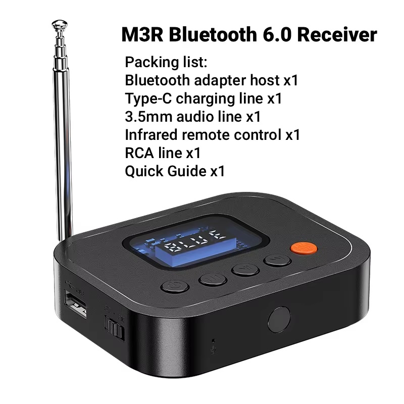 Bộ Thu Âm Thanh Bluetooth 6.0 M3R (2 trong 1) – Tích Hợp Đài FM, Màn Hình LCD &amp; Đa Cổng Kết Nối - Hàng Nhập Khẩu