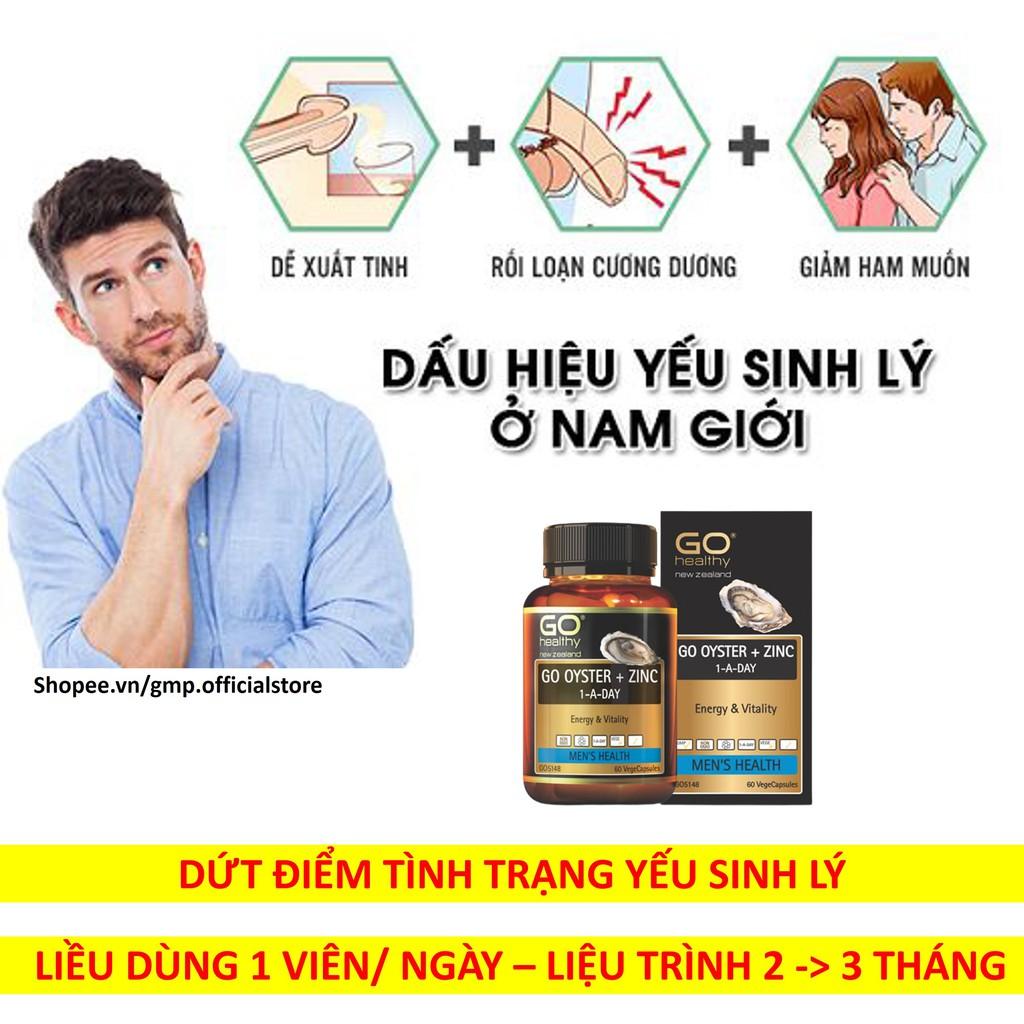 Tinh chất hàu Go Healthy GO OYSTER + ZINC 1 - A - DAY tăng cường sinh lý cải thiện tình trạng xuất tinh sớm hộp 60 viên