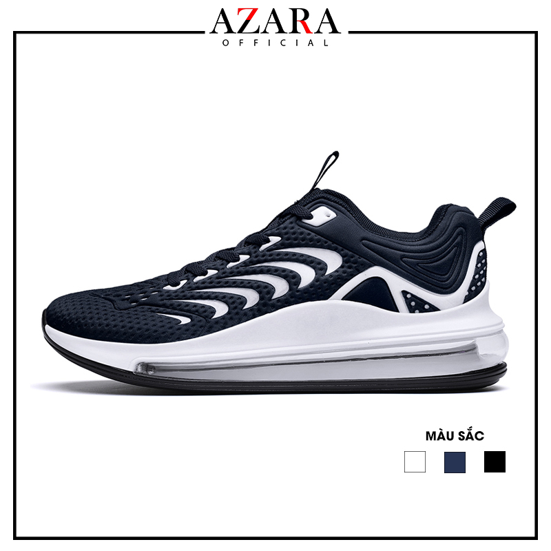 Giày Thể Thao Nam AZARA- Sneaker Màu Xanh Than - Trắng, Giày Cao Cấp, Đế Xốp Nhẹ, Đàn Hồi Tốt, Dáng Thể Thao  - G5371