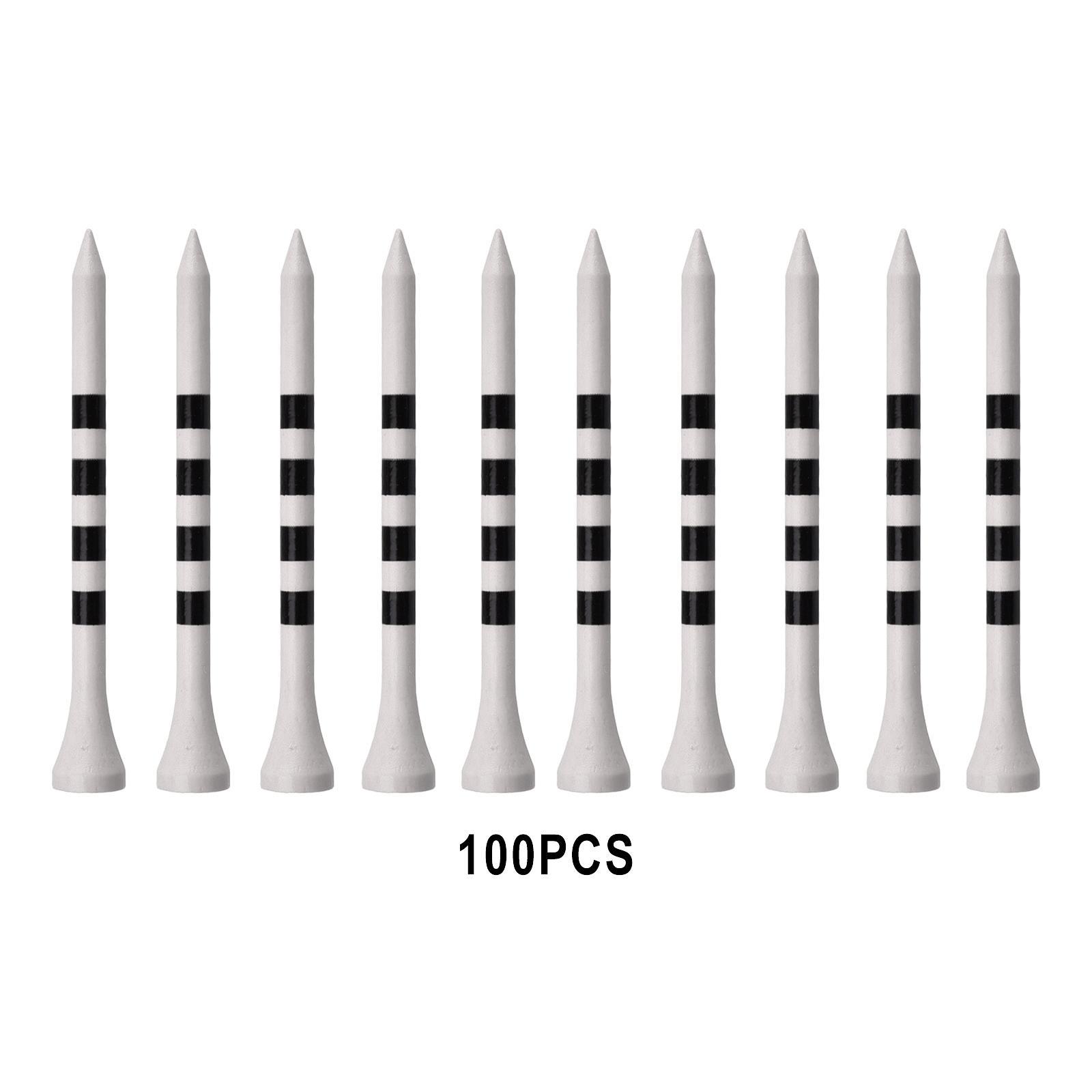 Set of 100 Bamboo Golf Tees Long Durable High Performance 70mm White