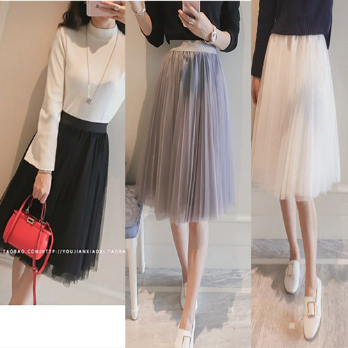 Chân váy lưới 2 lớp midi QUẢNG CHÂU cho nữ CV053