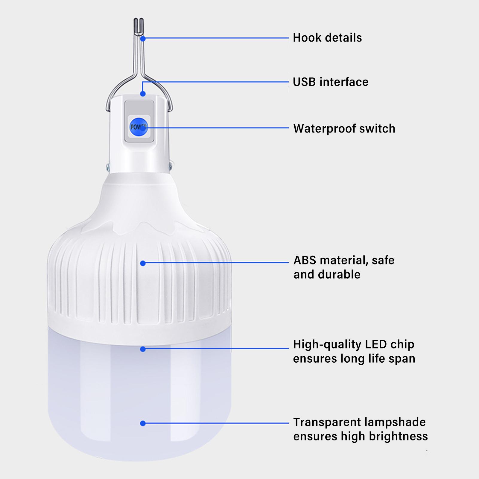 Đèn Led Treo Cắm Trại Usb Không Thấm Nước 3 Chế Độ Chiếu Sáng