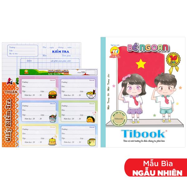 Bộ 5 Tập Học Sinh Bé Ngoan - 4 Ô Ly - 96 Trang 120gsm - Tân Thuận Tiến + Tặng Kèm 1 Xấp Nhãn + 1 Tập Kiểm Tra (Mẫu Bìa Giao Ngẫu Nhiên)