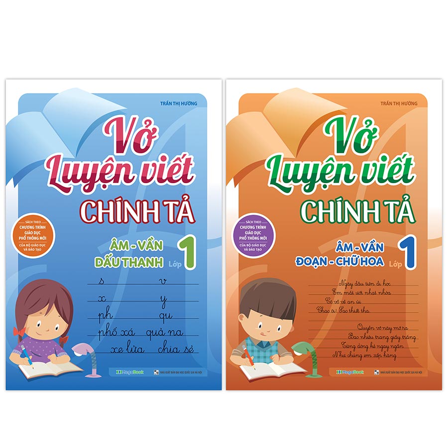 Combo Vở luyện viết chính tả (âm - vần - đoạn - chữ hoa - dấu thanh) lớp 1 (2 cuốn)