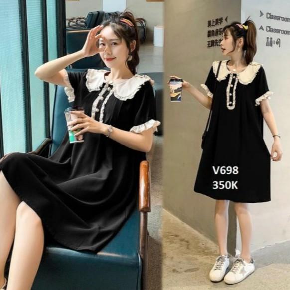 Đầm bầu cao cấp chất đũi Hàn thiết kế sang chảnh mặc đi làm đi chơi đều đượcFree size 43~68kg