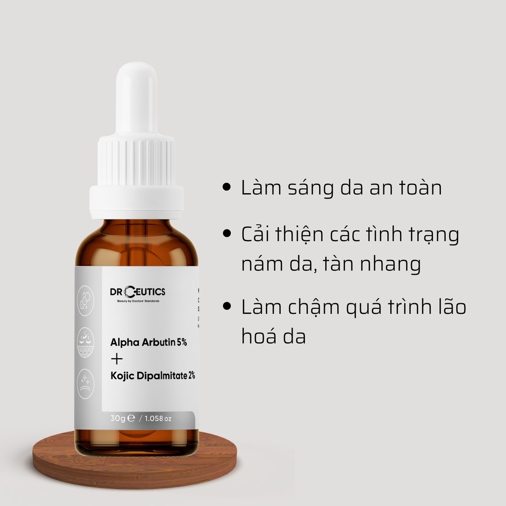 Tinh Chất Alpha Arbutin Làm Sáng Da Mờ Nám DrCeutics Alpha Arbutin 5% và Kojic Dipalmitate 2% 30g