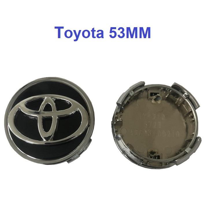 Logo chụp mâm, ốp lazang bánh xe ô tô Toyota đường kính ngoài 53MM