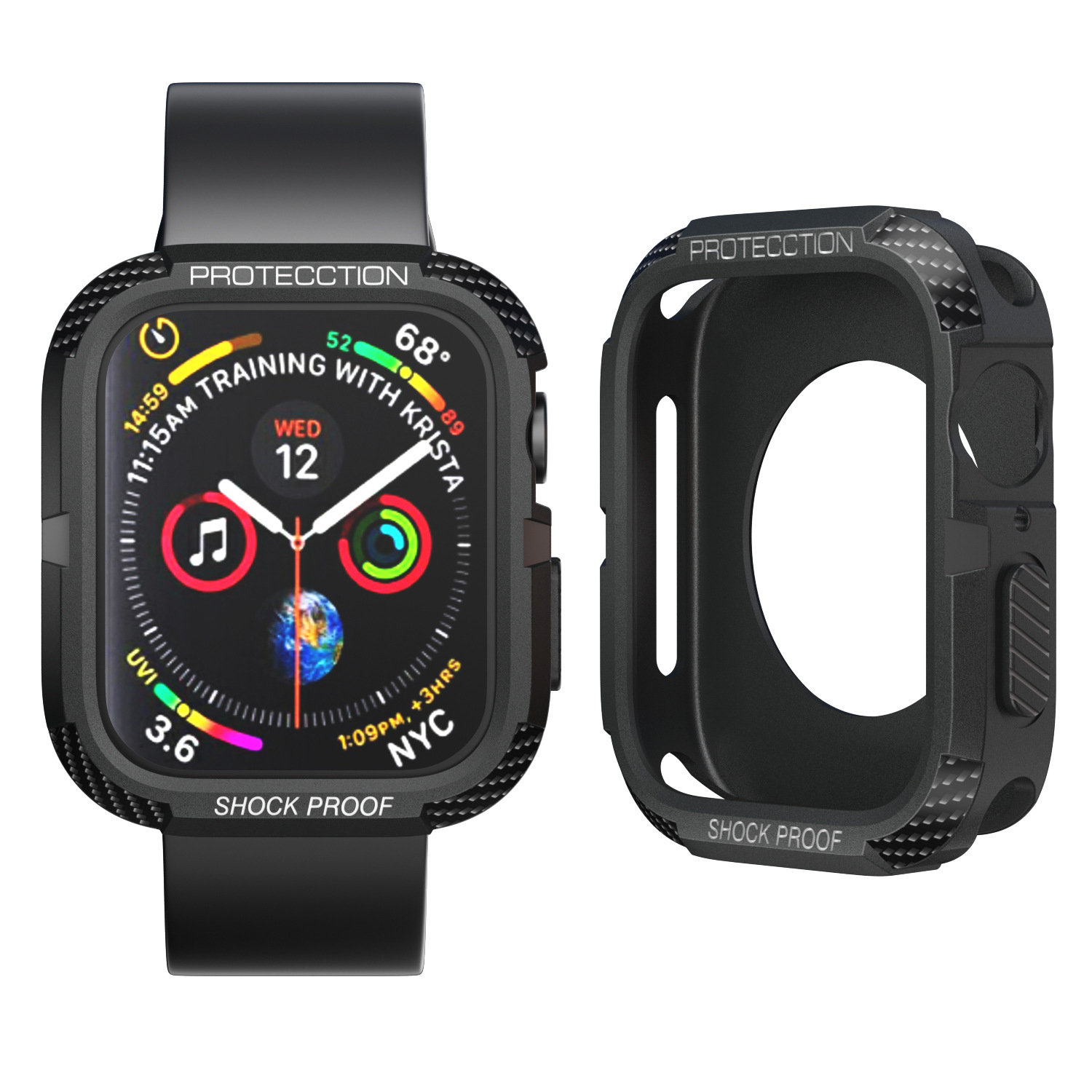 Ốp Case Chống Shock Chống Va Đập Carbon cho Apple Watch Series 4/5/6/SE/7/8/9 Size 40/41/44/45mm